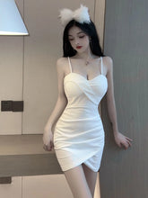 2025 Summer Women's Sexy Spicy Girl V-neck Low cut backless Fashion Tight Split Irregular Wrap buttocks Solid Color Dress SSMB